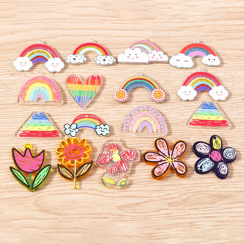 

10pcs Mix Resin Flower Rainbow Clouds Charms for Jewelry Making Women Fashion Drop Earrings Pendants Necklaces DIY Crafts Supply