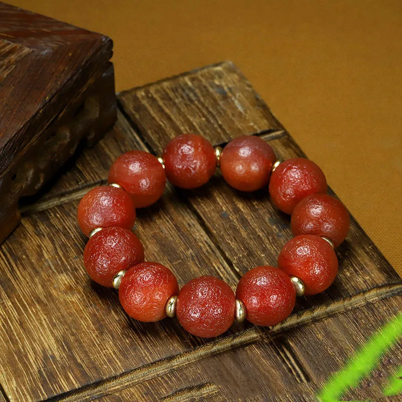 

Натуральный бразильский браслет antibetan из красного агата и оранжевой кожи с круглыми бусинами универсальный браслет для мужчин и женщин в на...