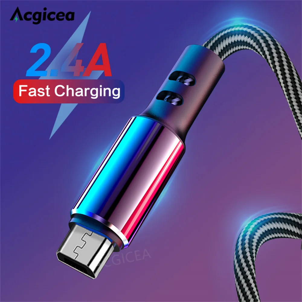 

2.4A Micro USB Charger Cable Fast Charging For Xiaomi Redmi Note 5 Huawei P30 Mobile Phone Microusb USB Cables Micro USB Cable