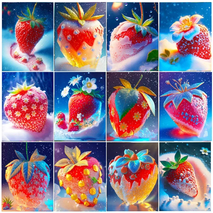 

Crystal Diamond Painting Ice Cream Strawberry Gift Zipper Bag DIY 5D Diamond Embroidery Scenery Mosaic Picture Home Decoration