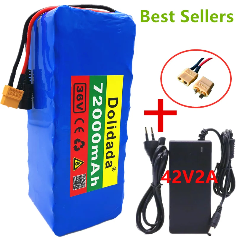

Battery 10S4P 36V 72Ah XT60 Interface XT60 High-Power 1000W Geet Electric Bicycle BMS Built-In Charger 42V 100% Brand New