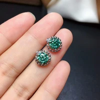 meibapj new arrival 1 carat green moissanite diamond stud earrings 925 sterling silver fashion earrings fine jewelry for women