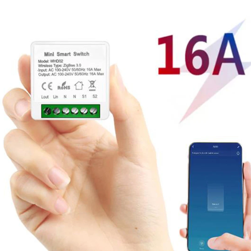 Умный мини-выключатель с поддержкой Wi-Fi 16 А |