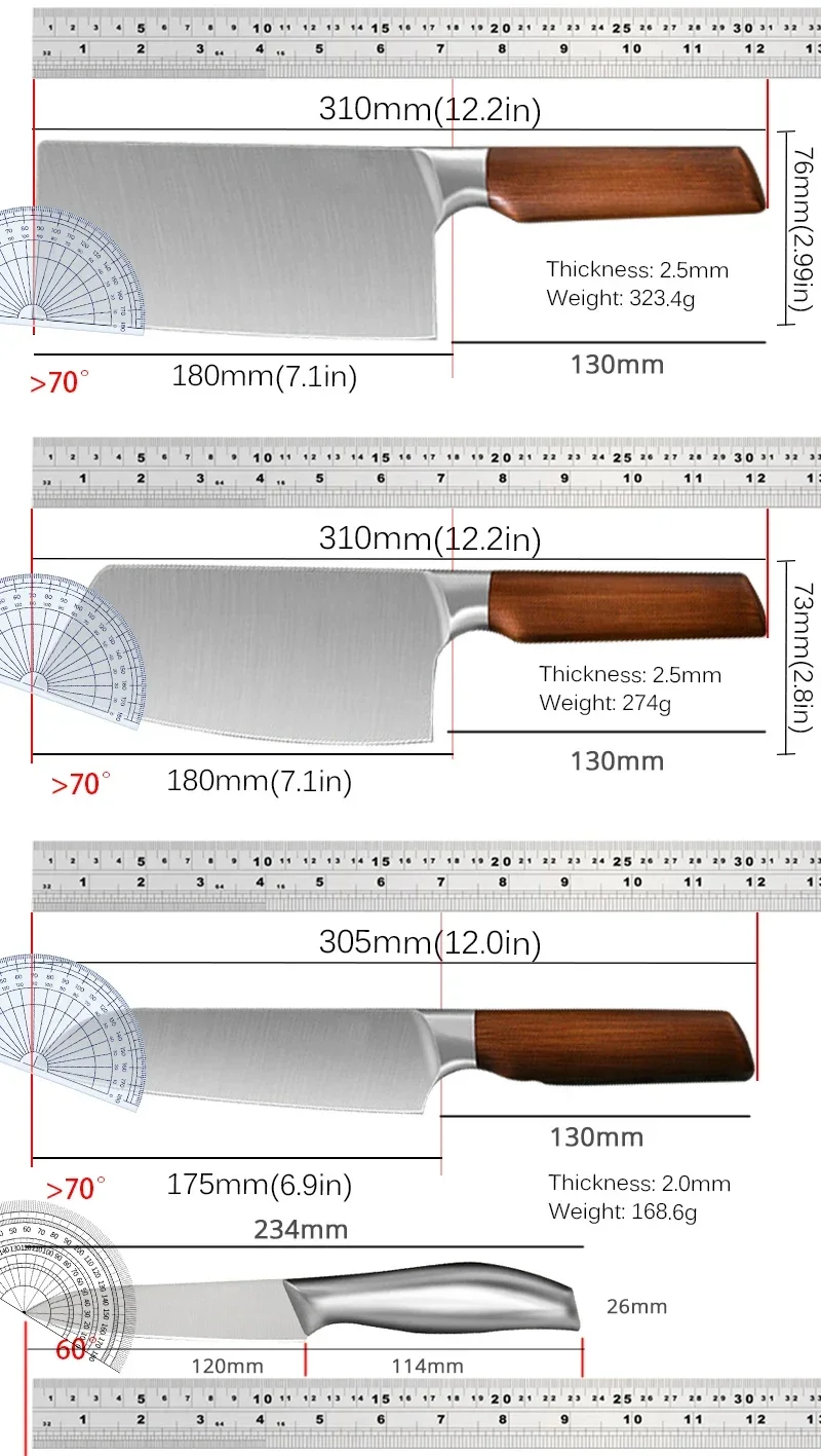 Японский кухонный нож шеф-повара из нержавеющей стали Нож двойного назначения