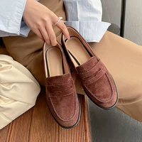 Women‘s Loafers Kid Suede Flat Shoe For Female Retro Casual Flats Slip On Women Mules Korea Style Simple Shoes Sapato Feminino
