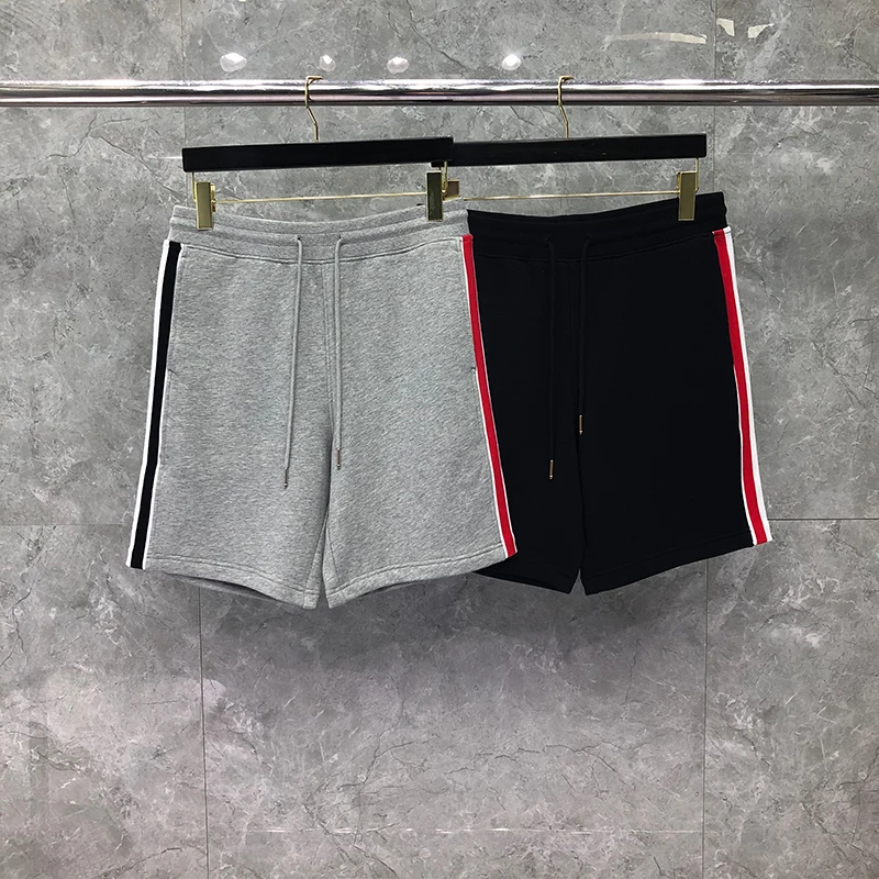 

New Korea TB THOM Casual Shorts Couple Stripes Cotton Luxurious Sports Pant Original Splicing Design Famous Quality Track Shorts
