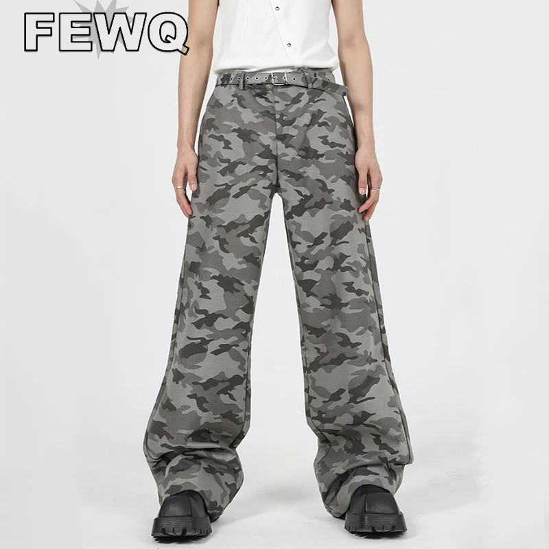 

Мужские брюки-карго с широкими штанинами FEWQ, камуфляжные широкие брюки в стиле сафари, осень 2023