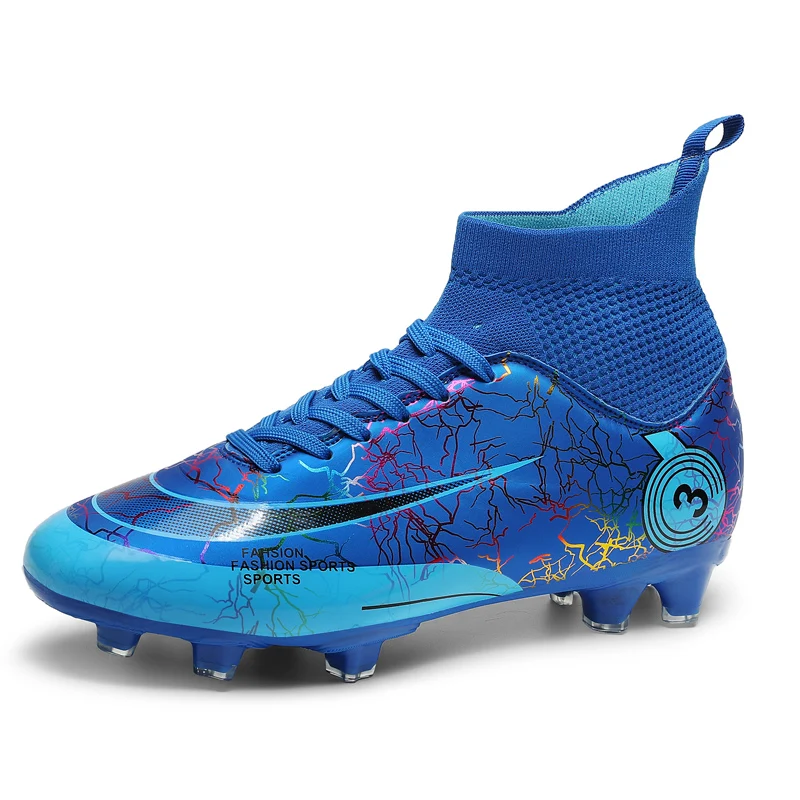 New Arrival Men's Football Boots High-Top Soccer Shoes High Quality Kids Anti-Slip Grass Training Soccer Cleats Wide Size 31-48