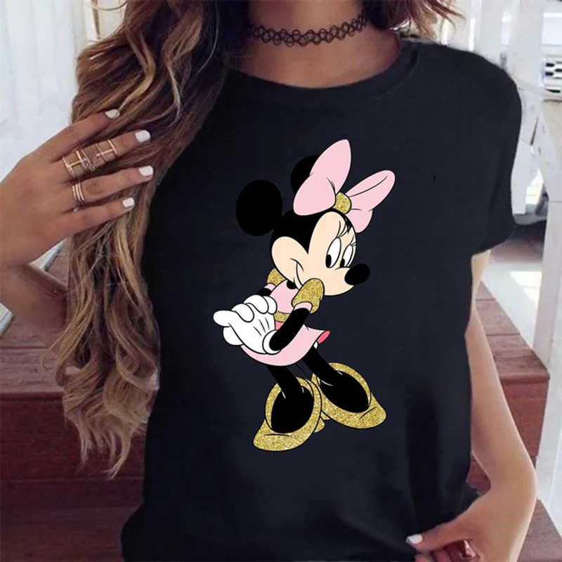 Футболка женская с принтом Минни Маус милая Модная рубашка в стиле 90-х Харадзюку