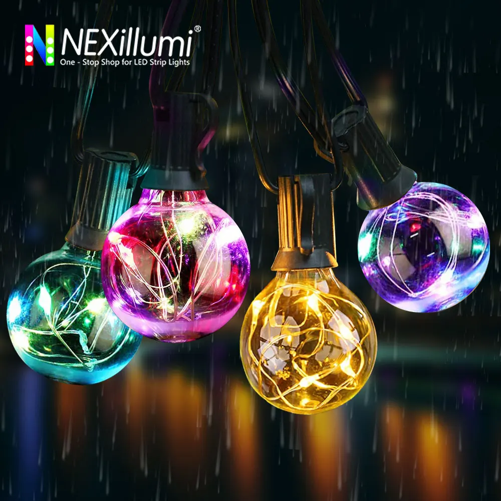 

LED Outdoor String Lights ,G40 Globe String Lights for Outside Backyard Porch Balcony Party Decor, 8 modes, with Remote Control