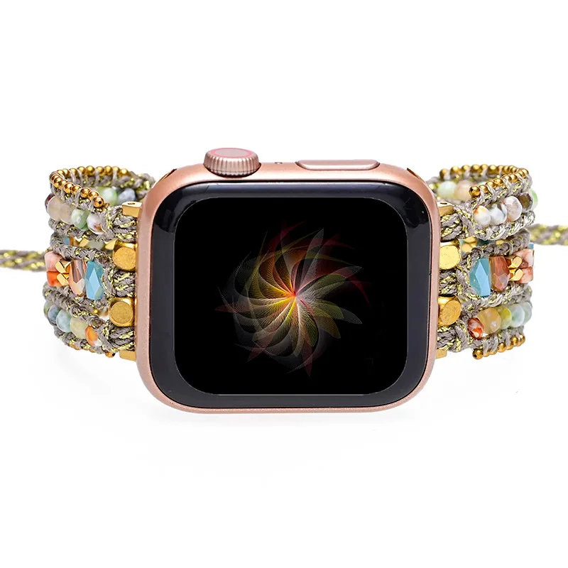 Natural Gemstone Bohemian Strap For Apple Watch Ultra 49mm 8 7 41mm Band For iWatch 6 5 4 3 2 1 38mm 42mm 40mm 44mm Bracelet