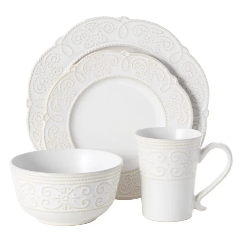 

® Abby 16-Piece Dinnerware Set Round White Health and Safety Tableware