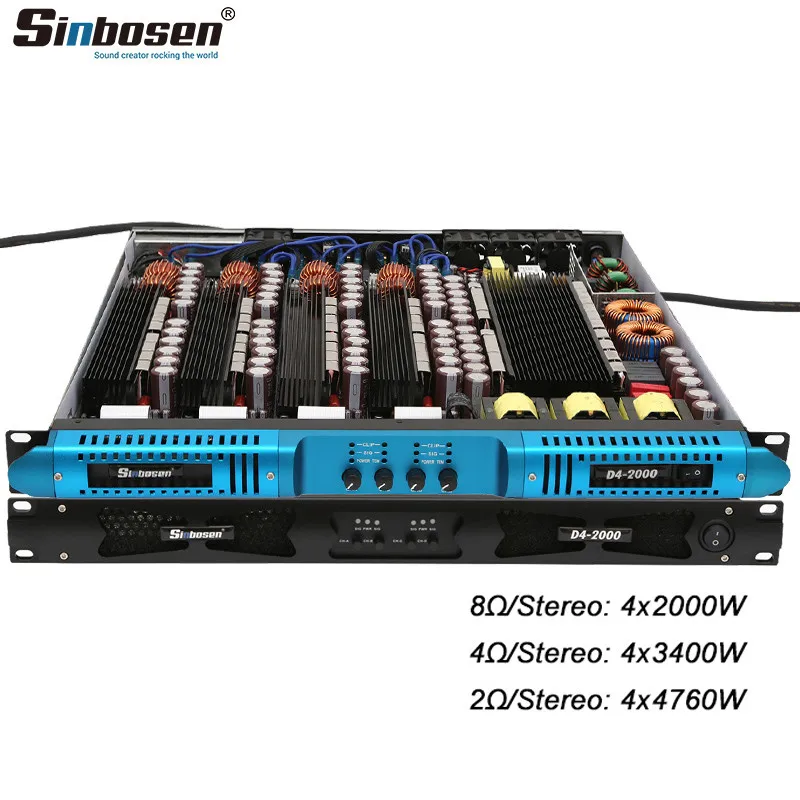 

Sinbosen 20000 Вт аналоговый аудиоусилитель D4-2000 pro sound DJ equipment бас-модуль усилитель