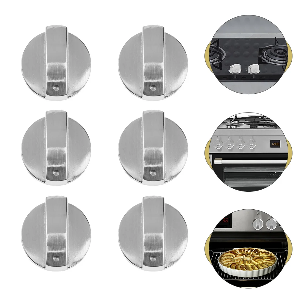 

6 Pcs Oven Stove Control Knob Gas Switch Metal Cooking Utensils On-Off Zinc Alloy Replacement Embedded Knobs