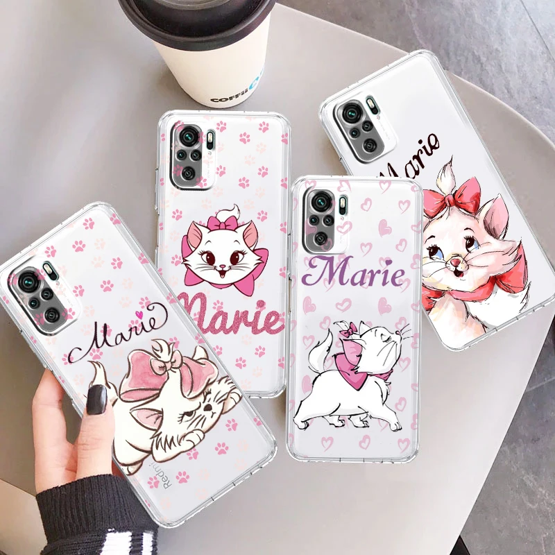 

Marie Cat Cartoon For Xiaomi Redmi Note 12 11 11T 10 9 8 7 6 5 4 Pro 5G 4G Silicone Soft TPU Transparent Phone Case Coque Capa