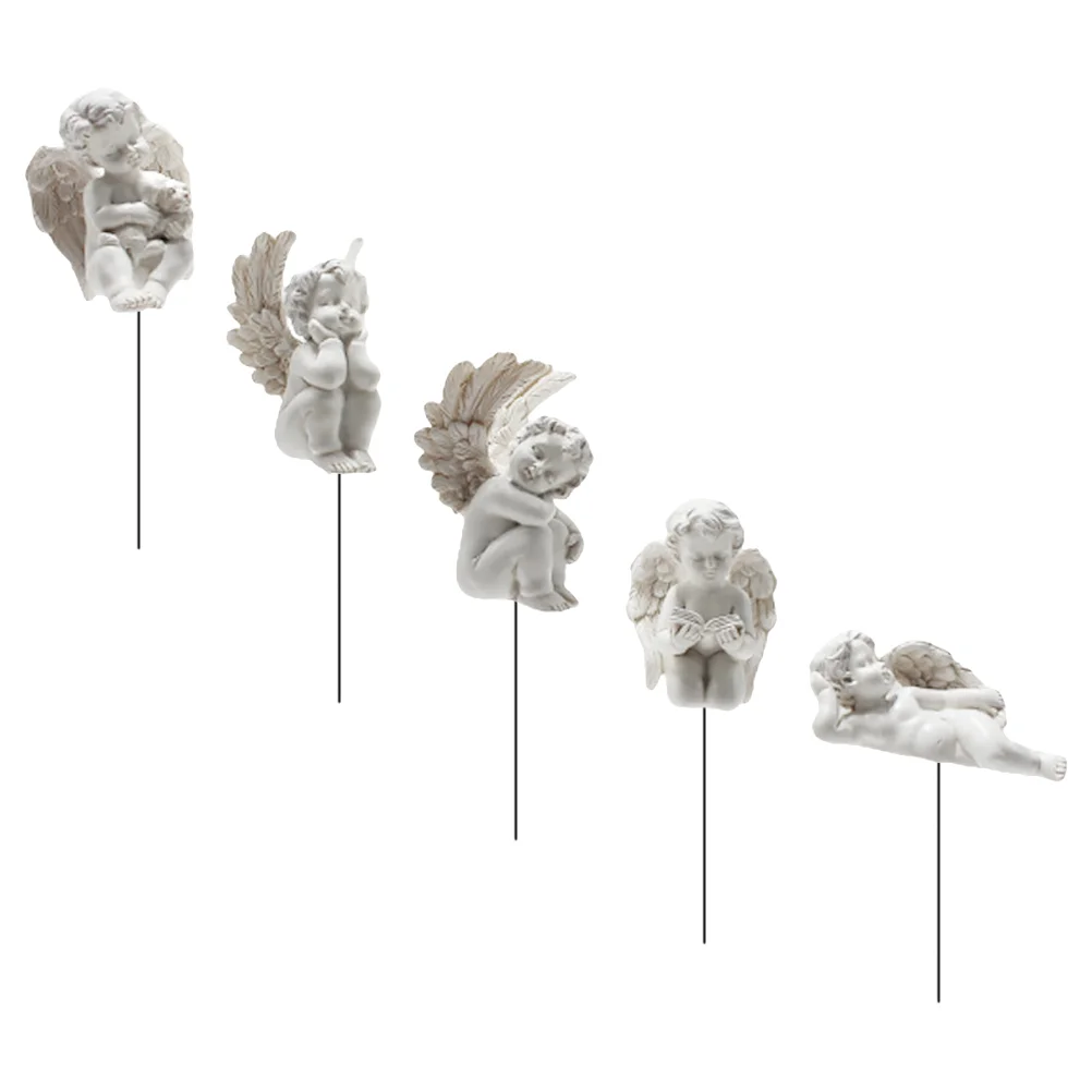 

5 Pcs Cupid Flower Arrangement Simulation Jupiter Garden Decor Miniture Decoration Adornment Fairy Figurines Ornaments Scene
