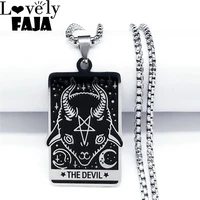 stainless steel tarot sheepshead inverted pentagram satan chain necklaces the devil pendant necklace jewelry collier n3638s03