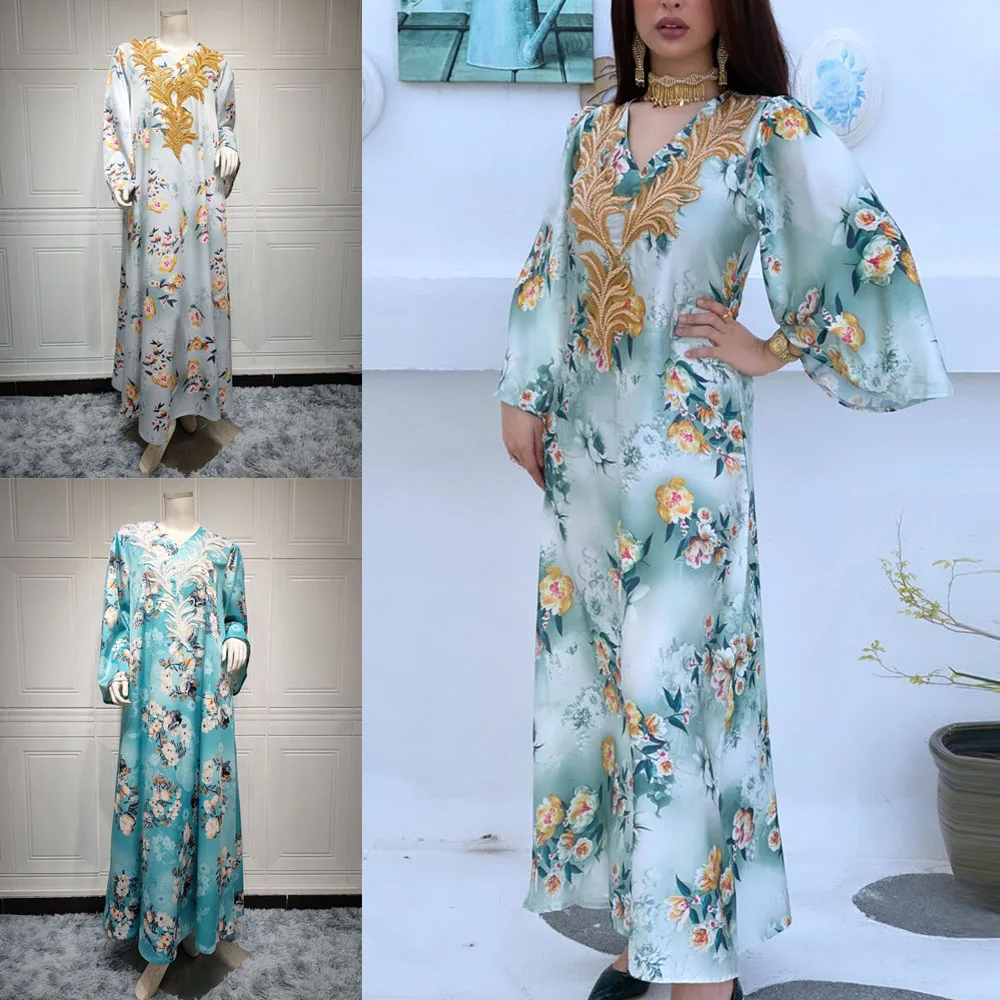Роскошное платье с блестками и вышивкой для женщин зима 2022 Ближний Восток арабский Оман Дубай мусульманский марокканский кафтан праздвече...