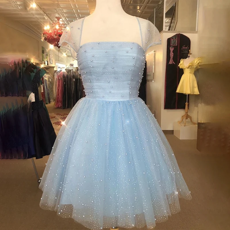 

Hot Sale Strapless A-Line Evening Dresses Cap Sleeves Beaded Bridal Gowns Custom Made Robe De Mariée