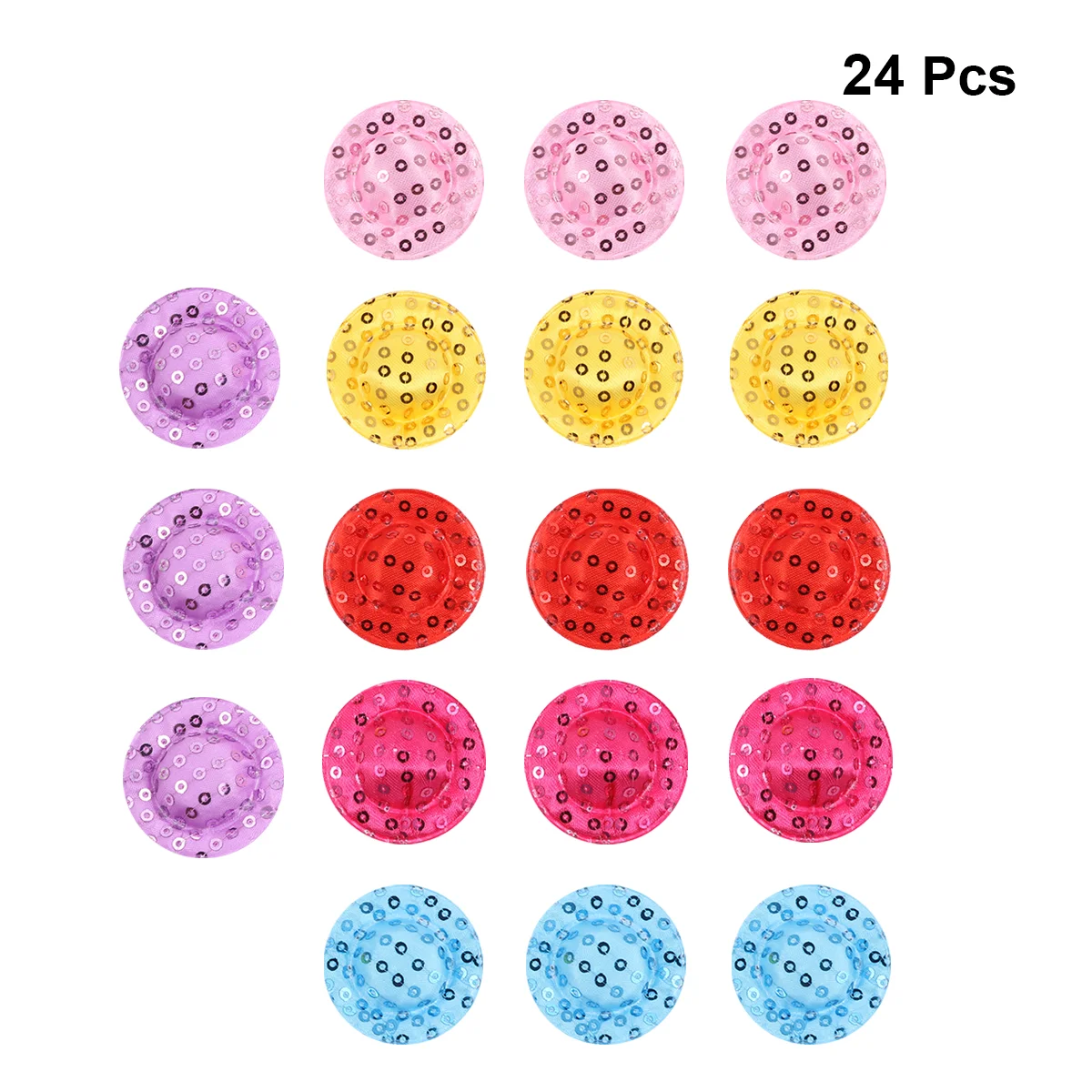 

24pcs Mini Shiny Sequin Hat Hat Decor Wide Brimmed Visor Diy Handcraft Material for Toy(Red, Pink, Light Yellow, Sky
