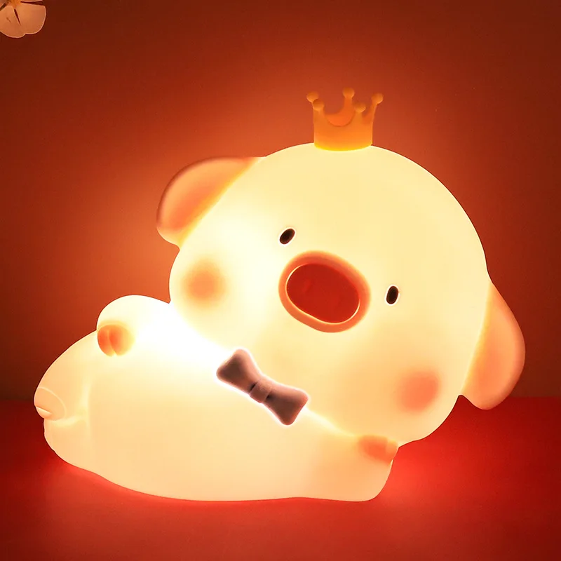 

Adorable pig Christmas Remote control small night light creative silicone children's gift small night light clap light anime