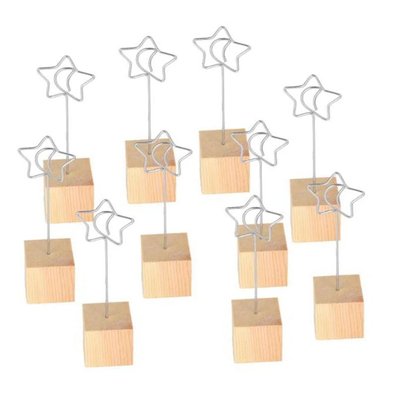 

10 PCS Picture Holders Photos Clip Metal Star Note Clip Stand DIY Craft For Office Home Table Wedding Party Numbers Sign