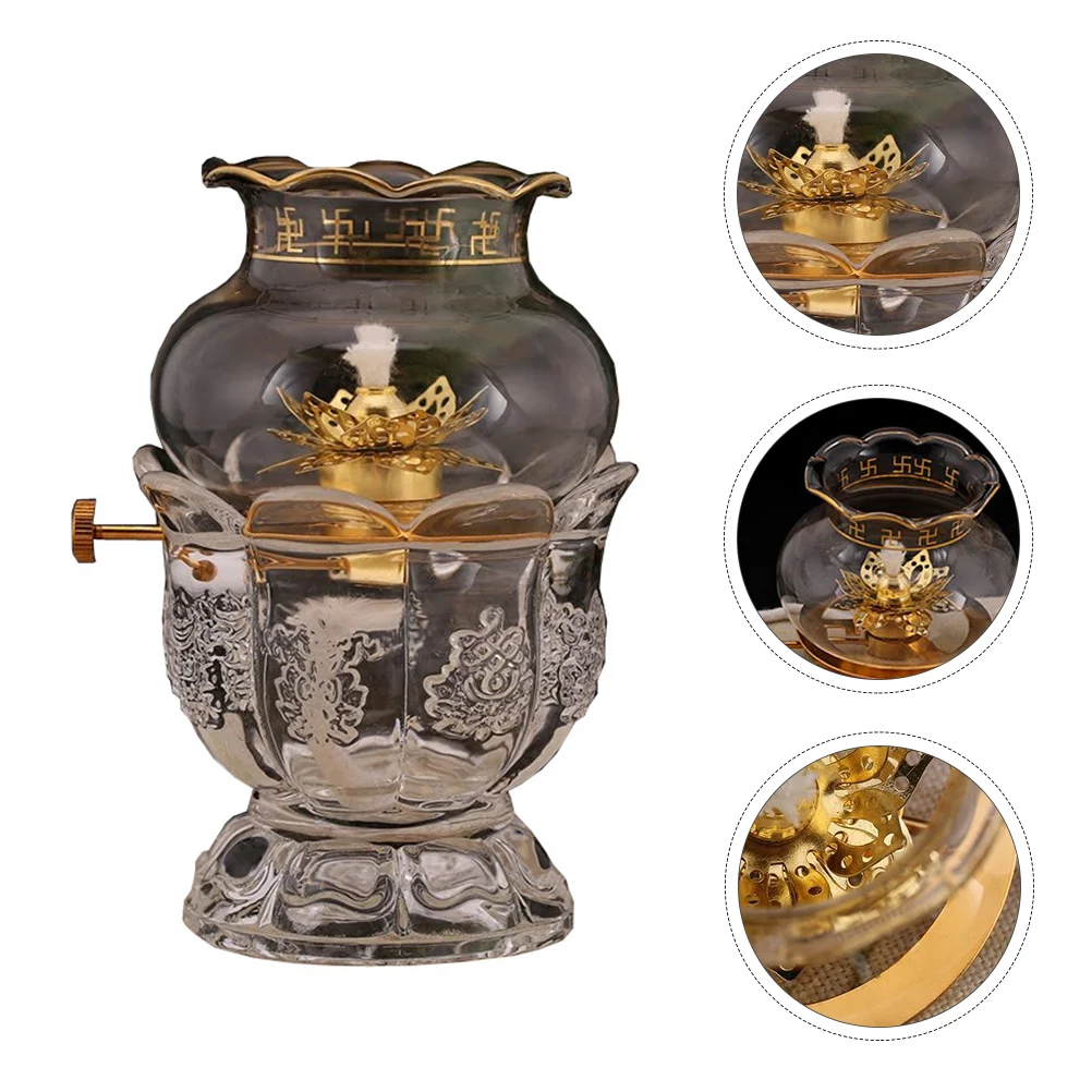 

1PC Hall Windproof Oil Lamp Temple Butter Lamp Smokeless Lamp)