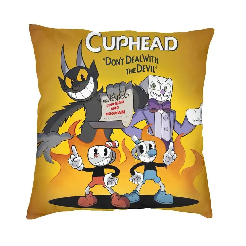 

Game Cuphead Cushion Cover Cartoon Soft Nordic Pillows Case for Sofa Home Decor