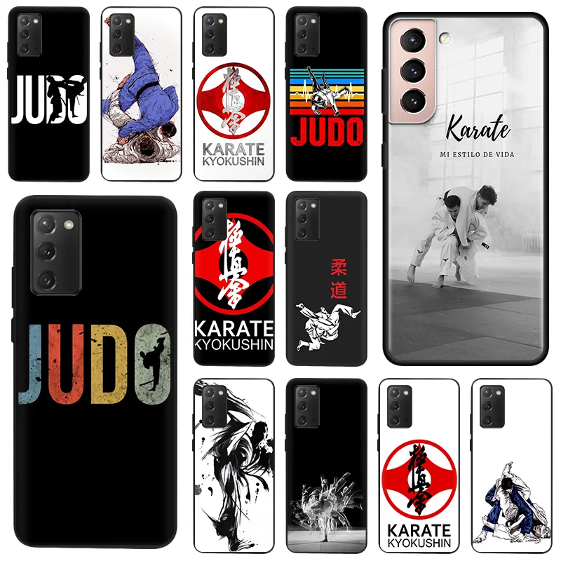 

Black Silicone Karate Power Judo Phone Case for Samsung Note 20 Ultra 10 9 8 Galaxy S20 FE S21 S22 5G S10 Plus Anime Soft Cover