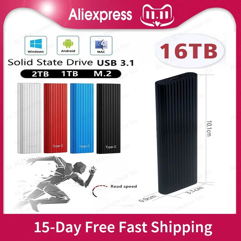 

500g/2/4/8/12/16/30/60T High Speed SSD External Hard Drive ssd 16TB 12TB 14TB TYPE-C Mobile External Solid State Drives