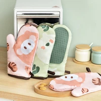 1pair cloth art that occupy the home microwave oven gloves and thicken the hot kitchen baking silicone heat insulation gloves