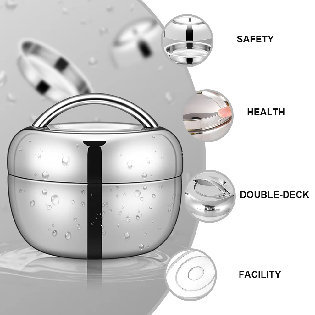 

Box Lunch Bentocontainer Insulated Containers Thermal Steel Stainlesskids Vacuum Soup Metal Compartment Meal Double Boxes Layer