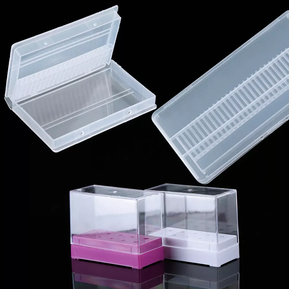 

10/20/30 Slots Clear Storage Box For Electric Nail Drill Bit Rotary Files Holder Container Case Display Nail Accessorie Tools