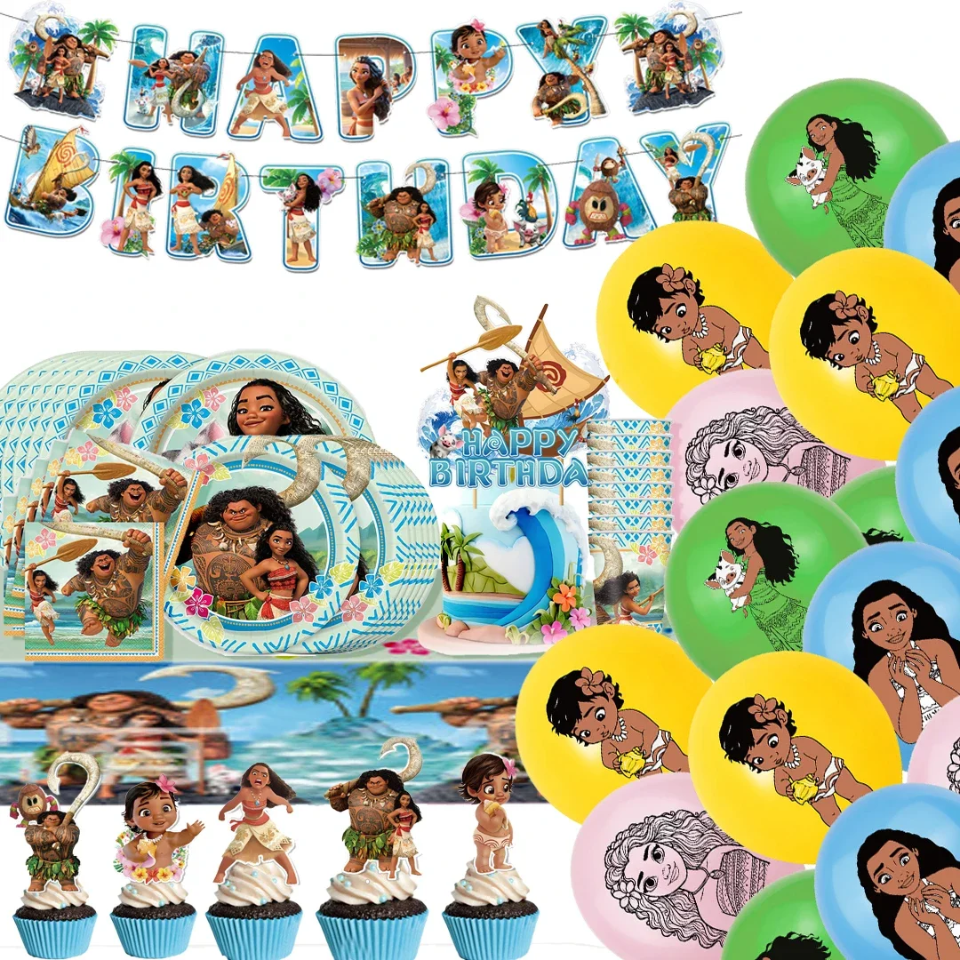 Лидер продаж обеденная посуда из серии Моана для дня рождения одноразовый баннер