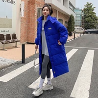 winter new korean version loose plus size womens over the knee thickened long hooded jacket womens cotton clothing trend