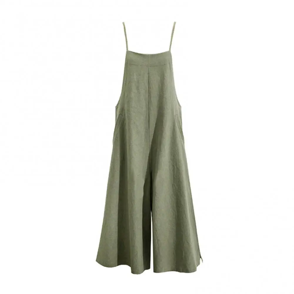 Женский комбинезон на бретельках летний однотонный Свободный Повседневный