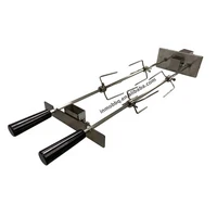 stainless steel dual rotisserie kits with gearbox set for argentinian adjustable grill