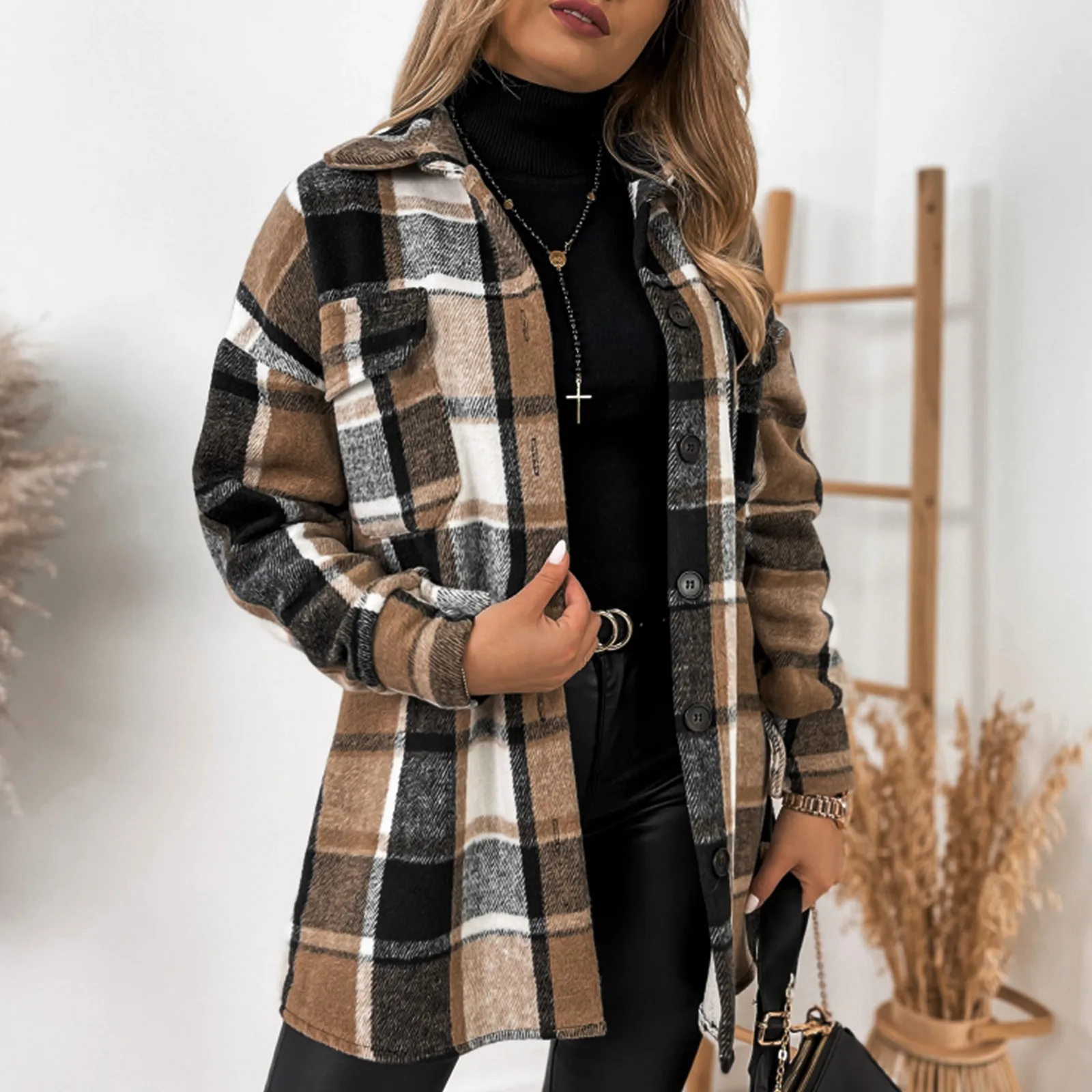 

Женская Повседневная куртка, легкая тонкая куртка, облегающее пальто, блейзер с длинным рукавом, офисные пальто, длинное коричневое шерстян...