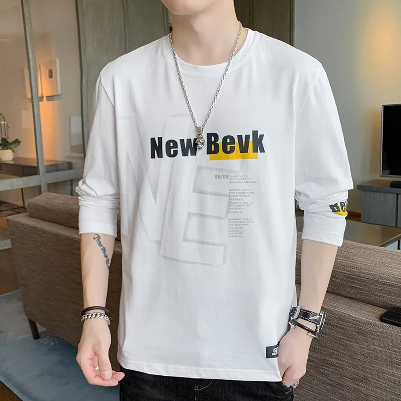 

Футболка с длинным рукавом мужская Весенняя Корейская версия трендовая Повседневная рубашка с принтом бренда Ins Tide Мужская футболка