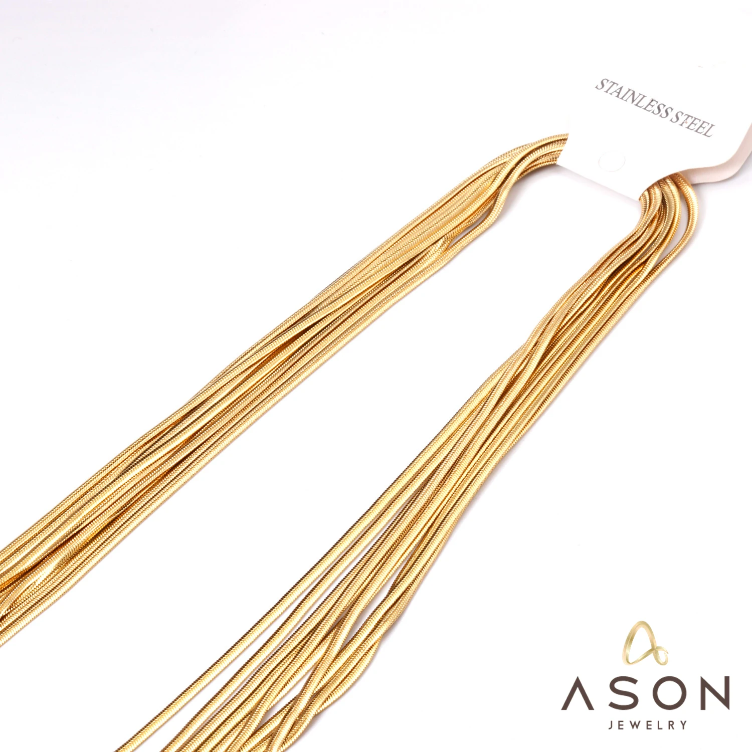 ASONSTEEL 10pcs/Lot 2mm Flat Snake Chain Necklace Stainless Steel Gold Color Wholesale Jewelry Chokers for Women Men Bulk Sale