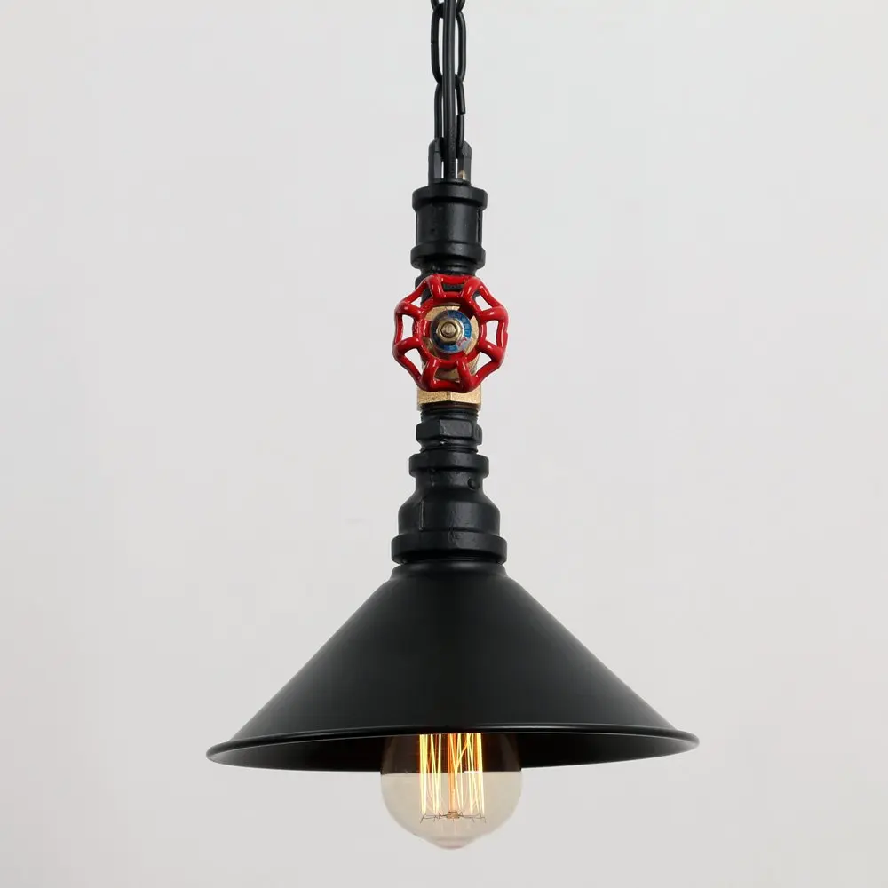 

Black Metal Shade Water Pipe Pendant Light Max 60W With 1 Light Painted Finish