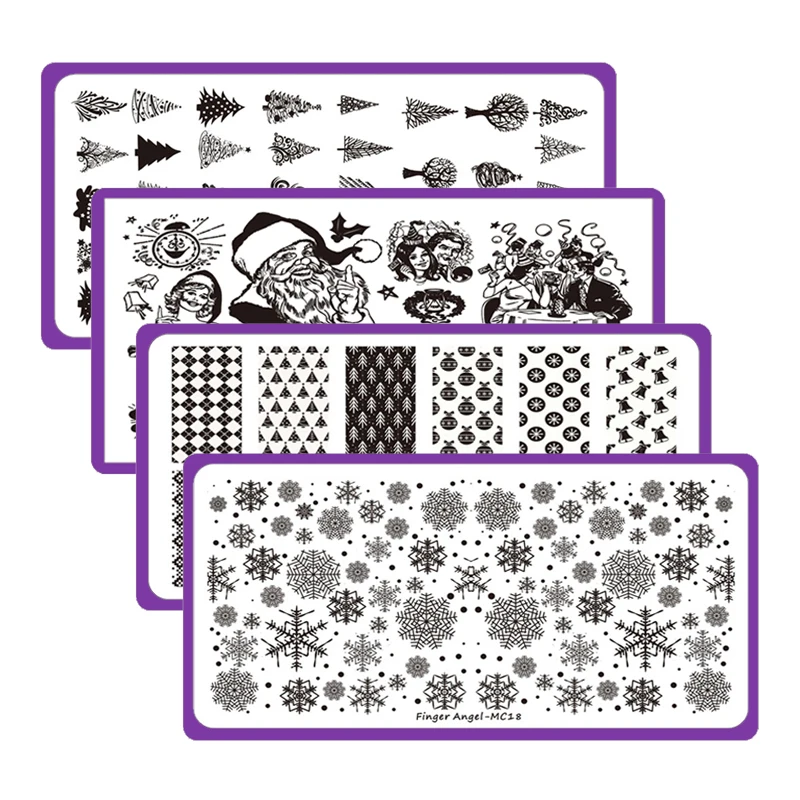 

Christmas Tree Nail Stamping Plate Snowflake Template Plate Mold Glove Santa Reindeer Candle Ringing Nail Art Stencil Tools