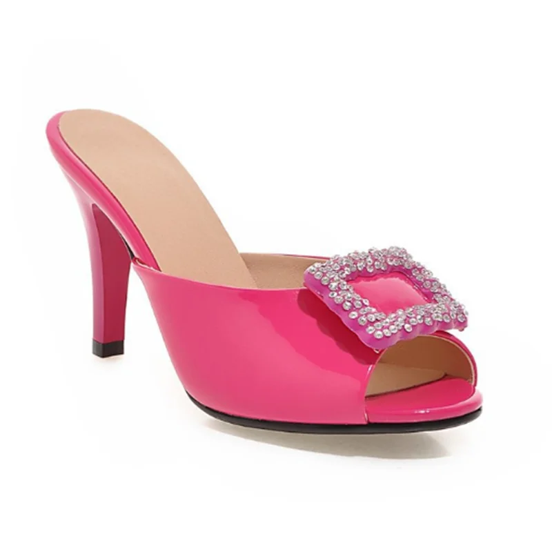 Женские блестящие туфли-лодочки из искусственной лакированной кожи на тонком