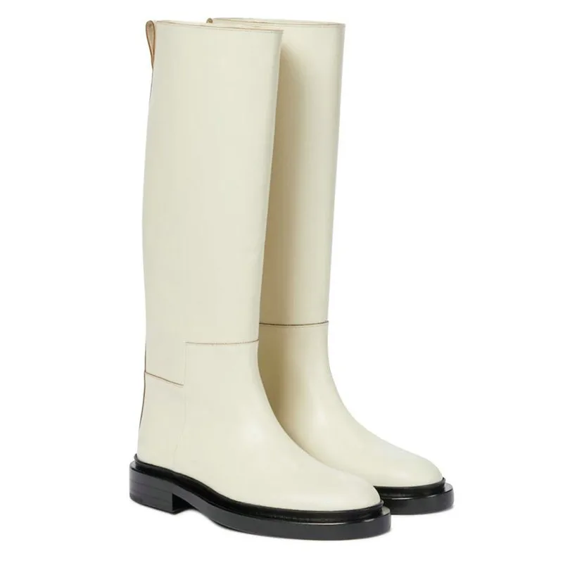 GCYFWJ Women's Knee High Boots Women Round Toe Autumn Winter Warm Shoes Ins Ladies Motorcycle Slip-On Botas Mujer Invierno 2023