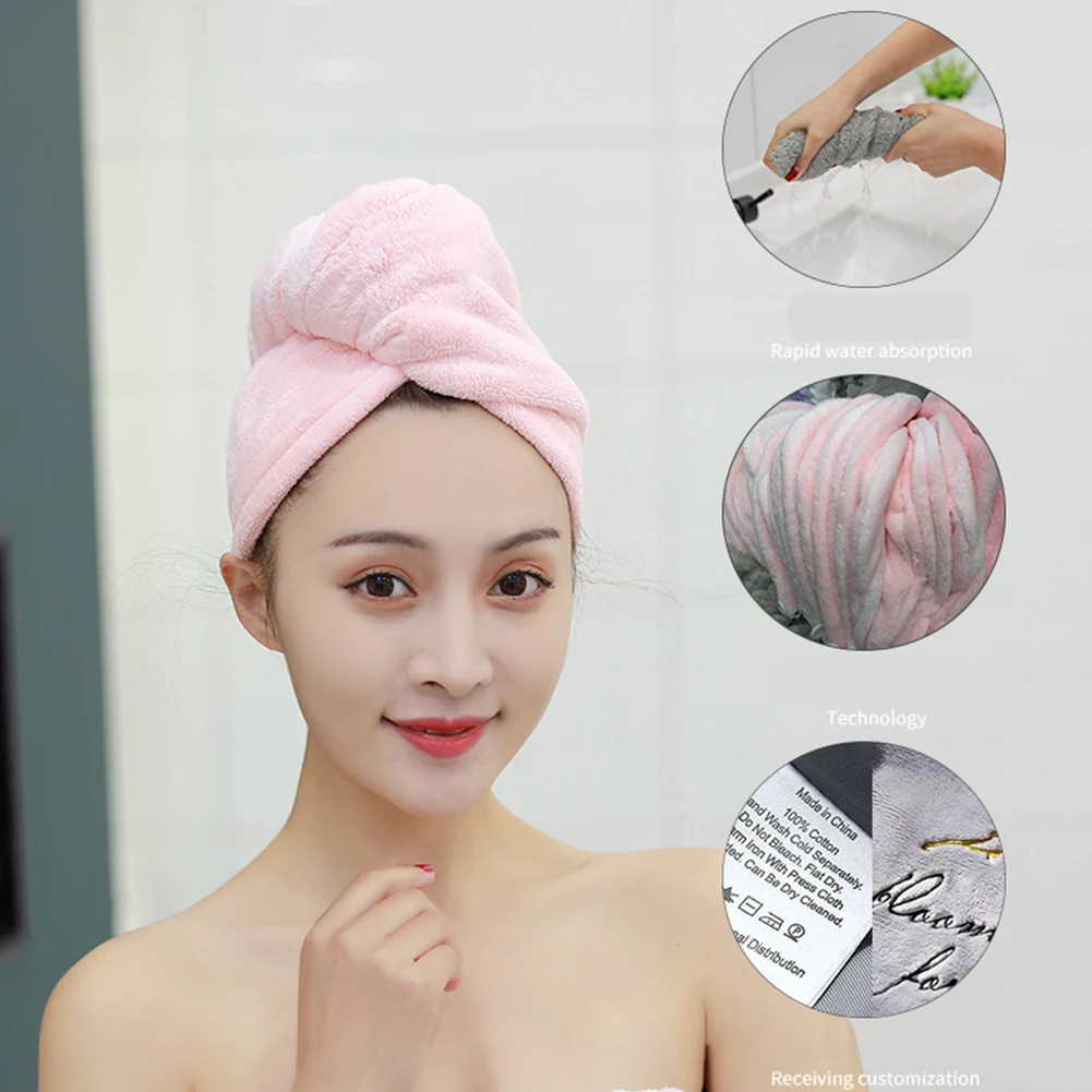 

Super Absorbent Quick Dry Towel Microfiber Shower Cap Towel Hair Drying Wrap Womens Child Towel Rapid Drying Hair Towel