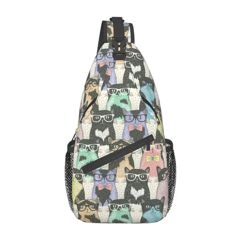 Cool Hipster Cute Cats Sling Bag for Travel Hiking Men Funny Kitten Chest Crossbody Backpack Shoulder Daypack