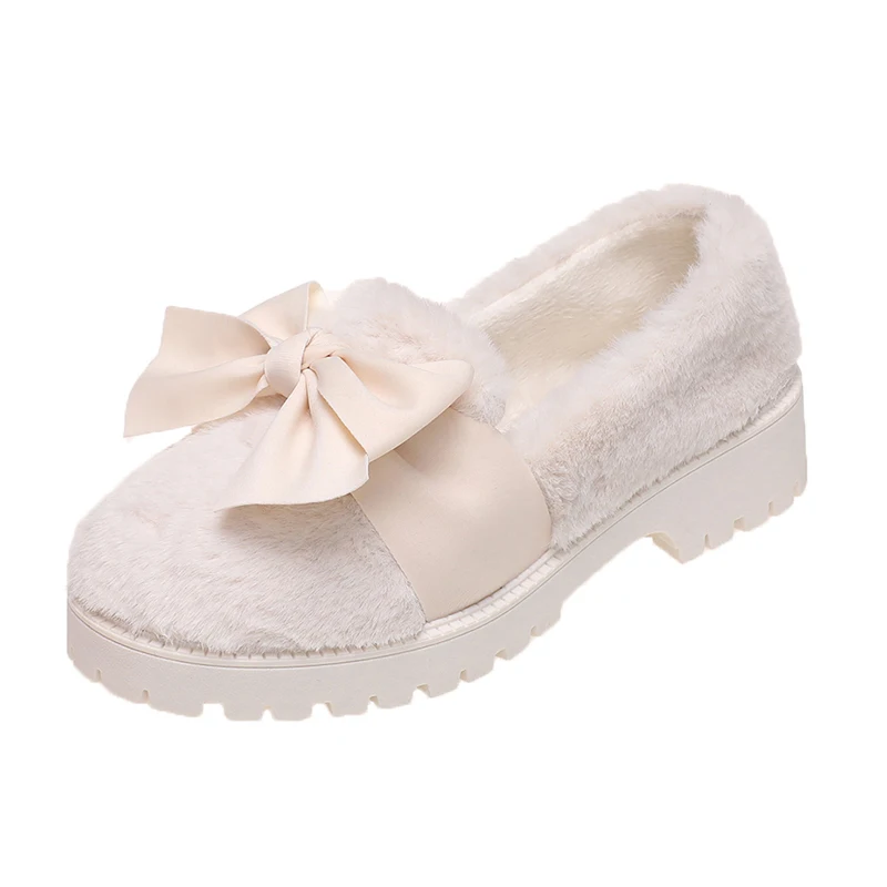 Slip On Shoes For Women Clogs Platform Round Toe Casual Female Sneakers Loafers Fur Autumn Slip-on Winter Creepers Moccasin New