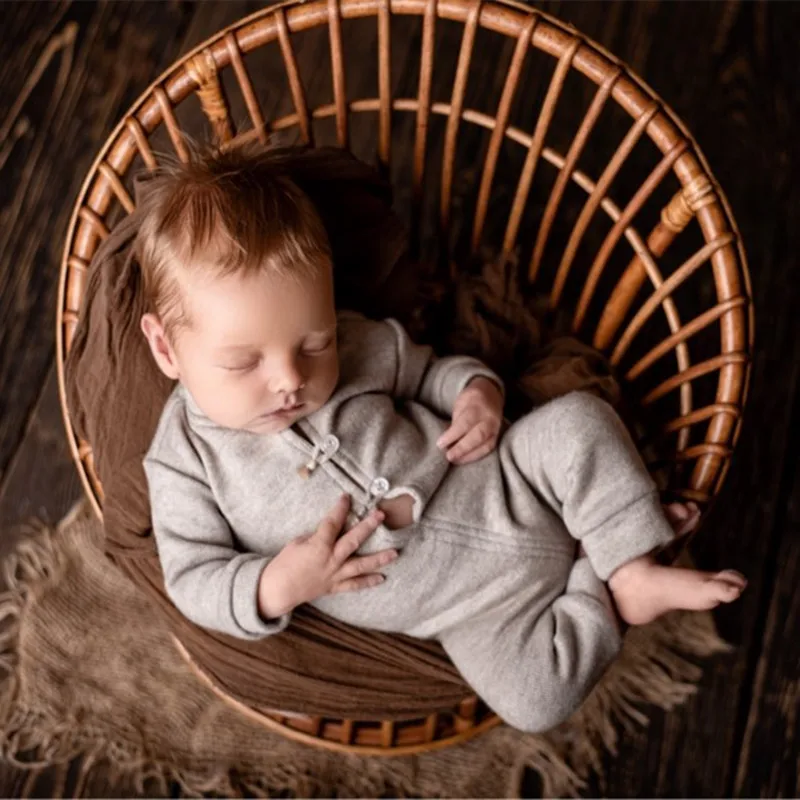 Newborn Photography Props Basket Handmade Vintage Bamboo Chair Baby Boy Photography Props Newborn Photo Posing Props Baby Crib