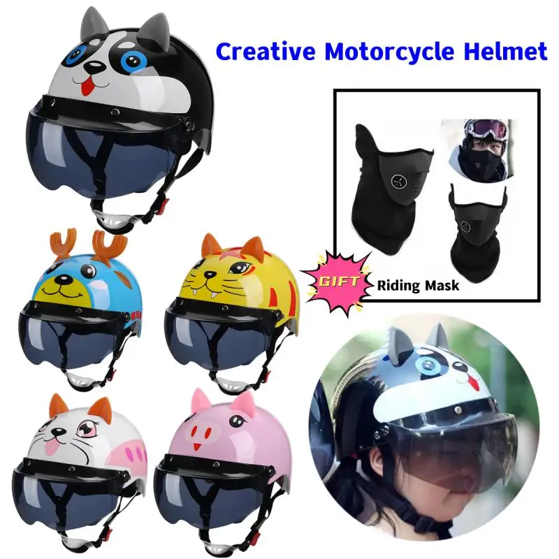 

Портативный мотоциклетный шлем креативный милый Электрический автомобильный шлем с короткими коричневыми очками для мужчин и женщин Аксессуары для мотоцикла
