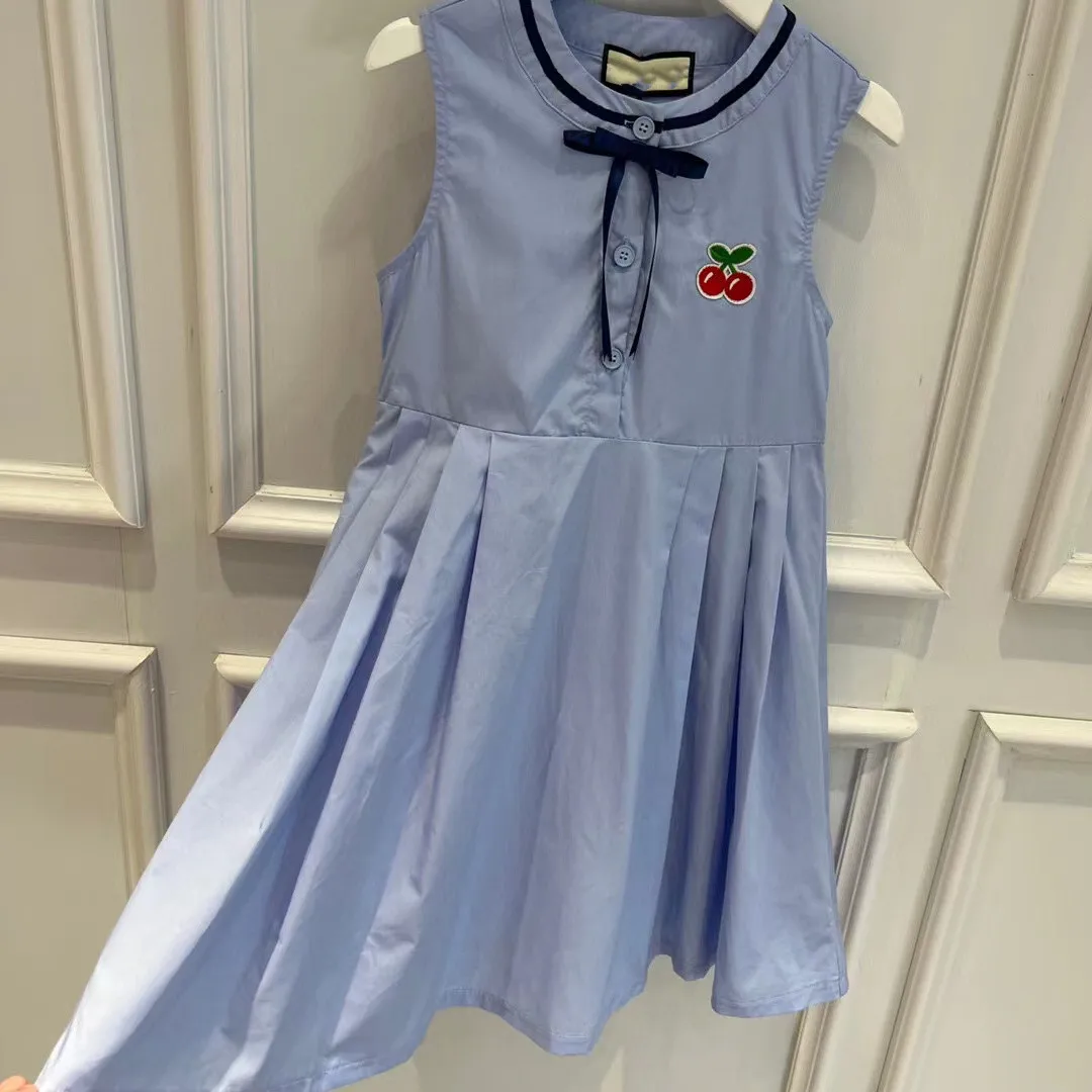 

Платье для девочек, новинка 2021, летнее синее детское летнее платье без рукавов, женское платье принцессы с коротким рукавом для девочек 3, 4, 6,...